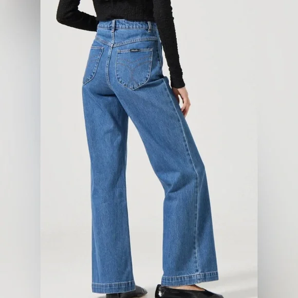 ROLLA’S Sailor High Rise Wide Leg Jeans | Med Blue | Size 24 - Picture 2 of 7